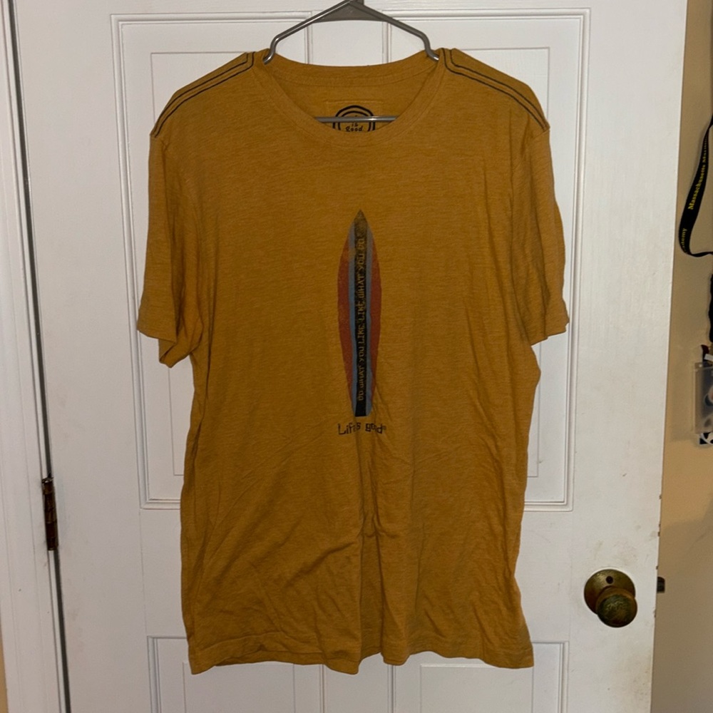 Life is good surf board tee shirt